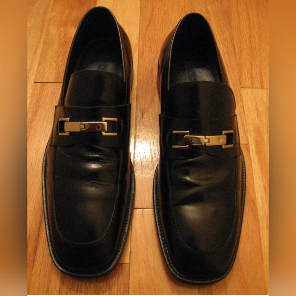 ML MATERIAL LONDON "BOND" 81082 MEN'S BLACK LEATHER LOAFERS SIZE 12